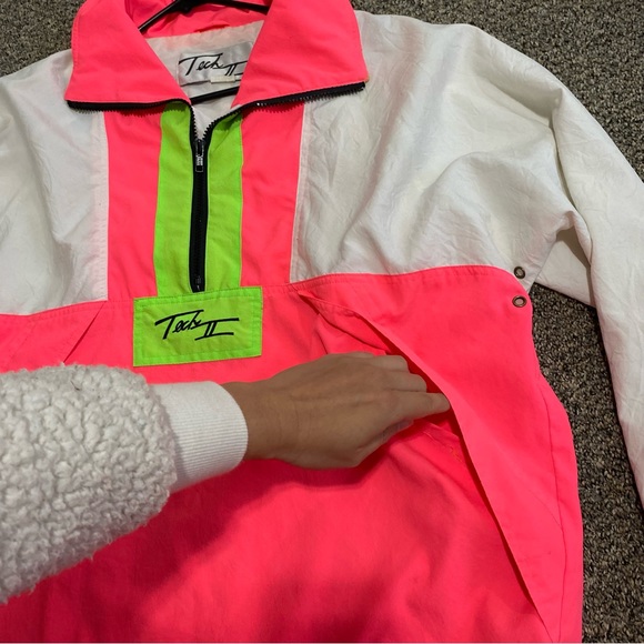 Vintage Windbreaker Jacket Unique Genuine 70s 80s Neon Take II 2 Big Pockets M - Picture 9 of 12